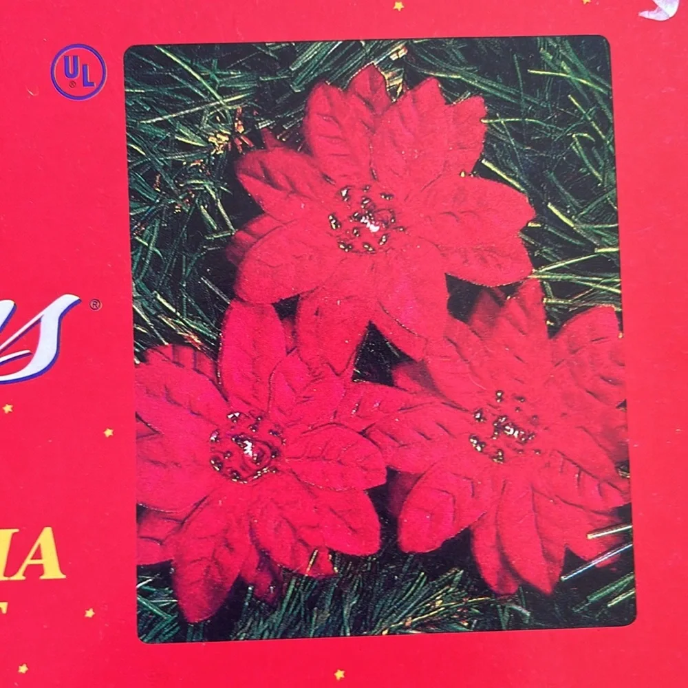 Vintage NOMA Expressions Poinsettias Light Sets Two Packages Unused